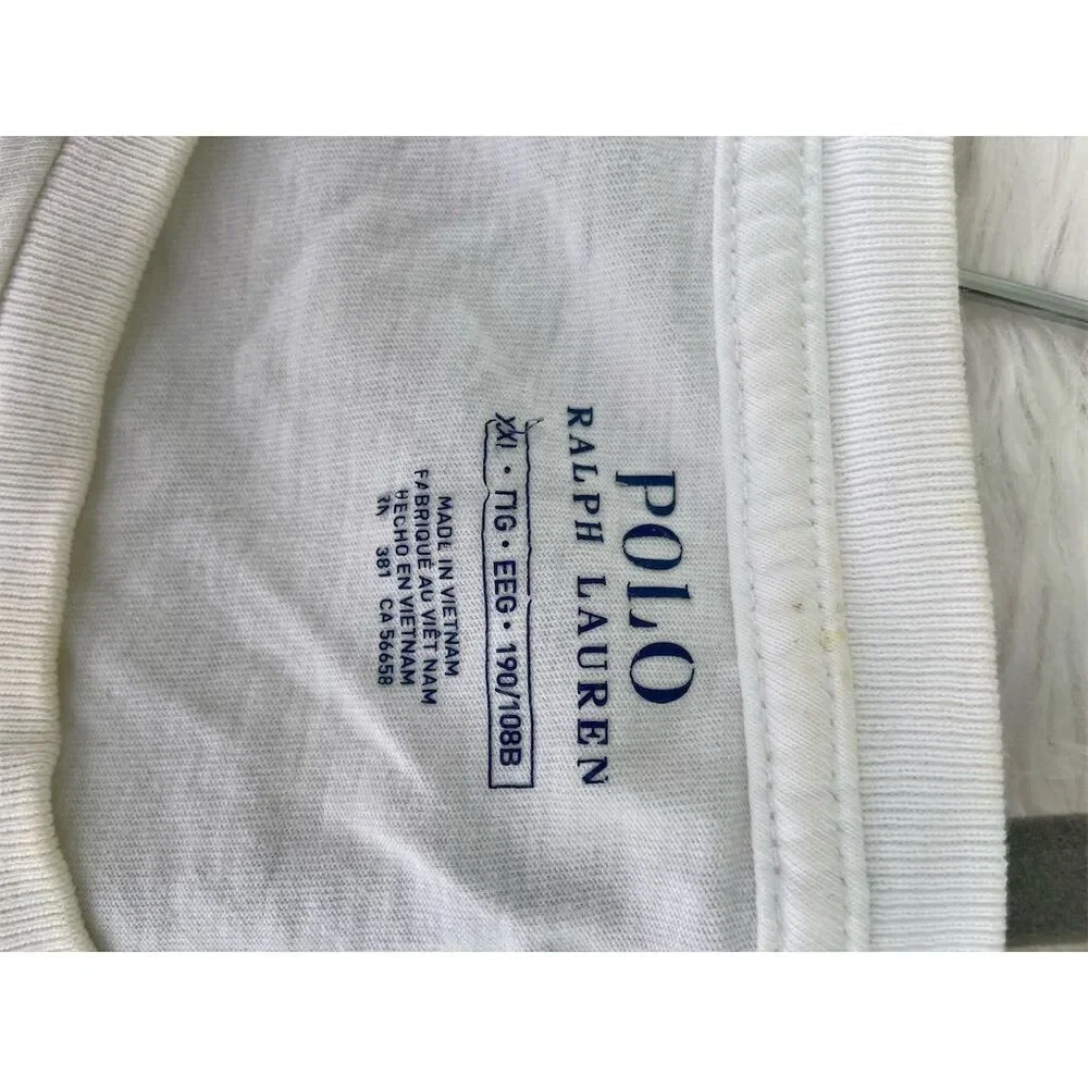 Polo Ralph Lauren Men's XL White Long Sleeve T-Shirt Logo Accents